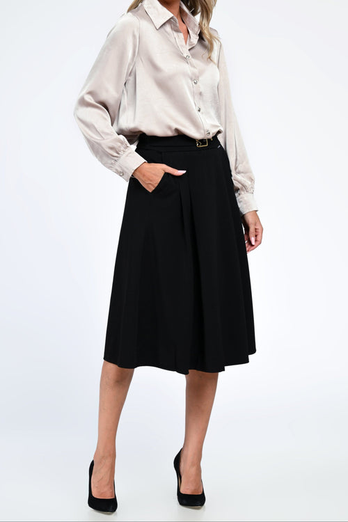 Fustă damă neagră midi elegantă cu buzunare – Alina Natalee Fashion