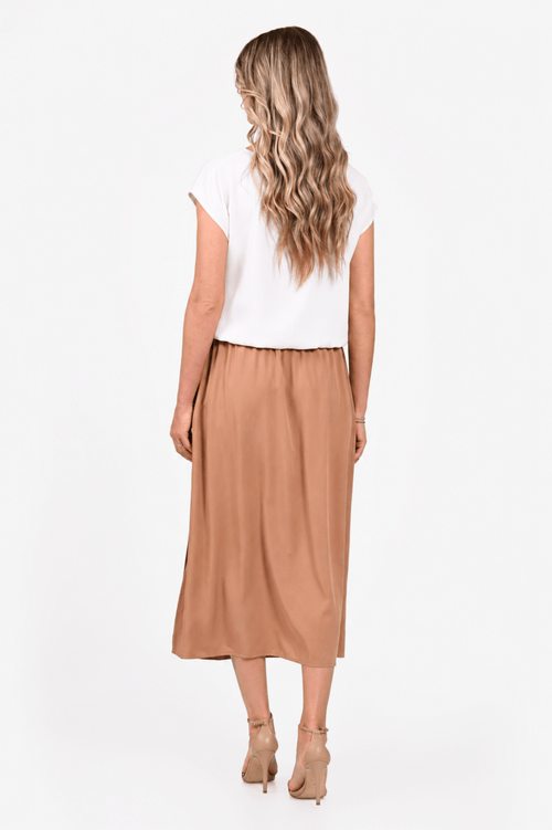 Fusta Eranthe midi vaporoasa bej camel Eranthe