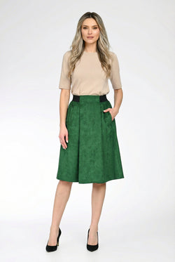 Fustă midi din raiat cu buzunare – Clara Natalee