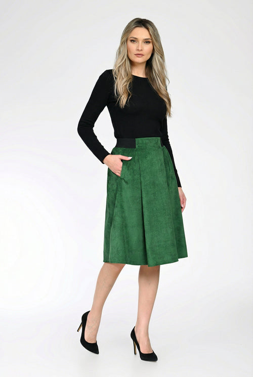 Fustă midi din raiat cu buzunare – Clara Natalee