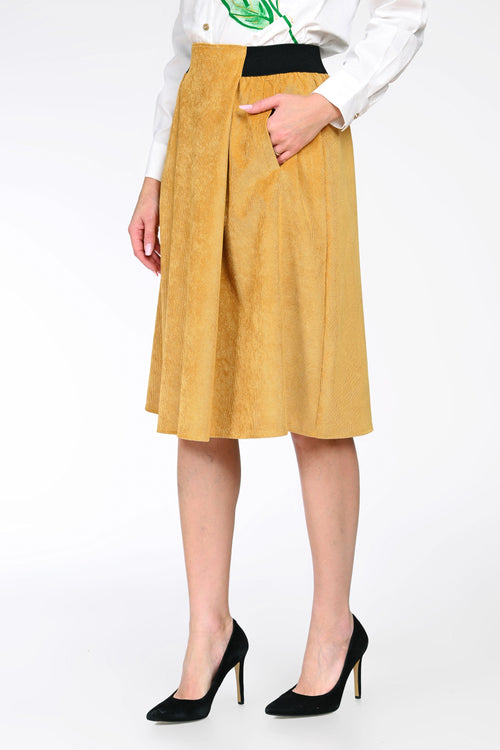 Fustă midi din raiat cu talie elastică – Bianca Natalee