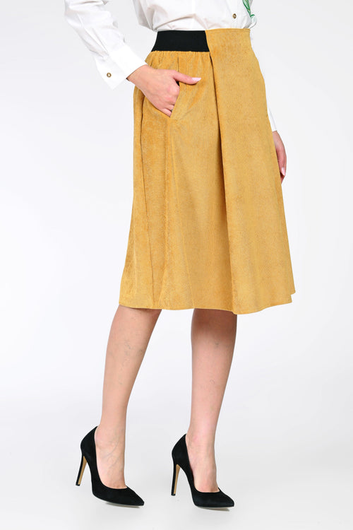 Fustă midi din raiat cu talie elastică – Bianca Natalee