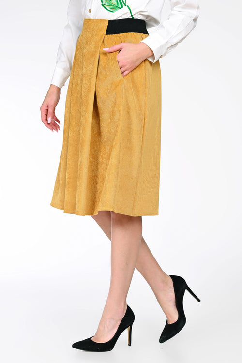 Fustă midi din raiat cu talie elastică – Bianca Natalee