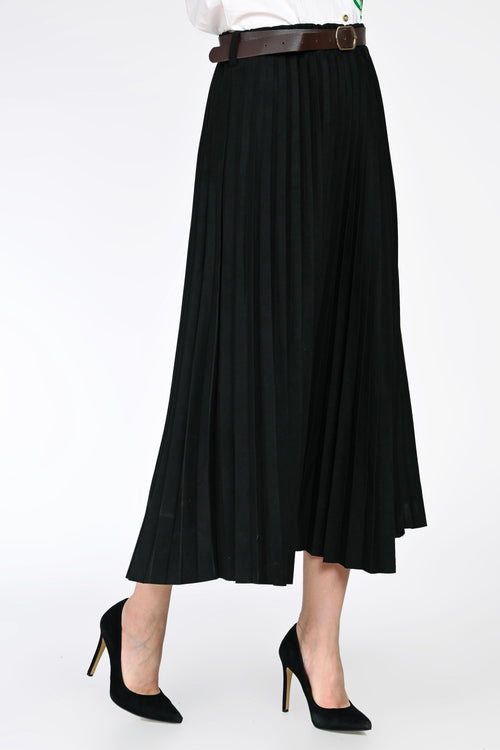 Fustă plisată neagră dama Elena Natalee