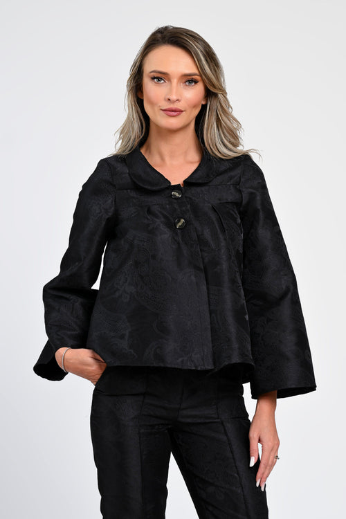 Jachetă damă elegantă neagră cu mâneci largi Natalee