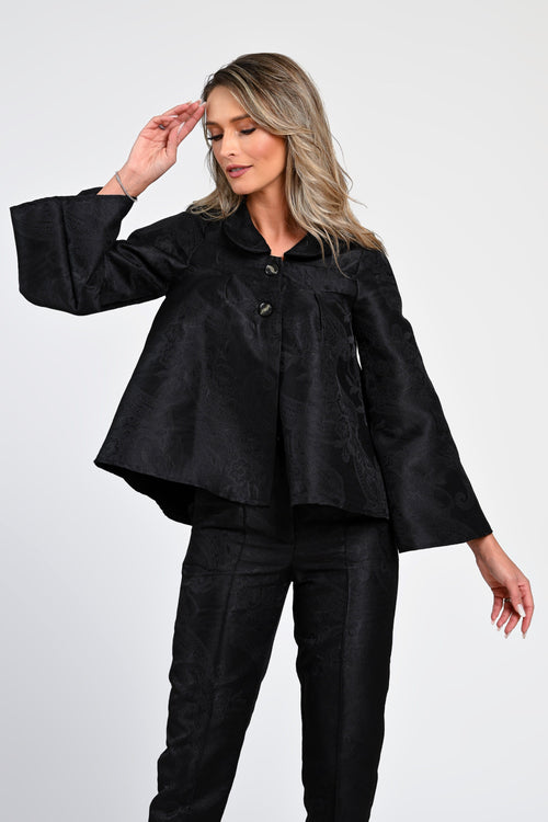 Jachetă damă elegantă neagră cu mâneci largi Natalee