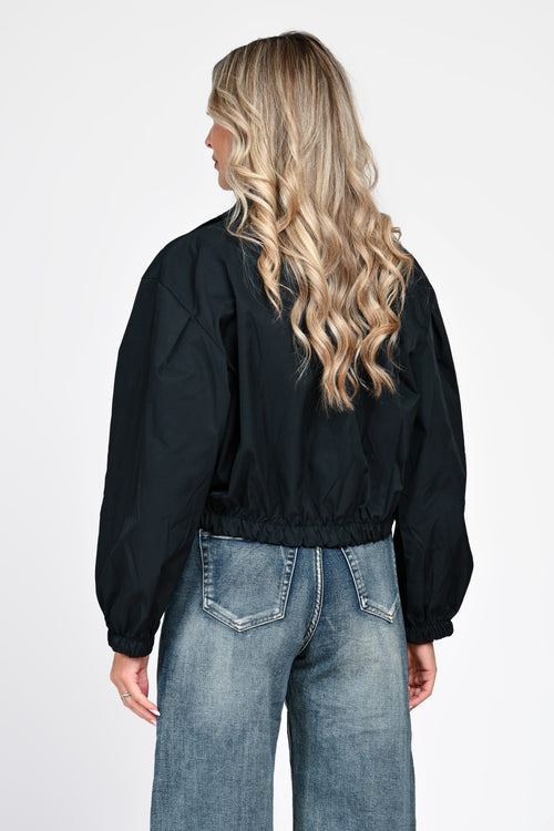 Jachetă damă neagră scurtă cu buzunare Amira Natalee Fashion