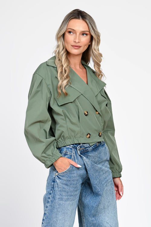 Jachetă damă scurtă verde olive Carina Natalee