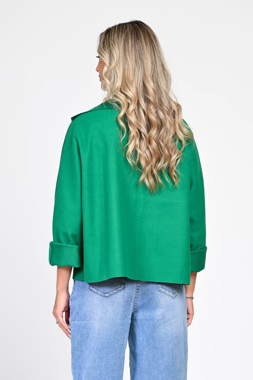 Jachetă damă verde cu guler amplu Delia Natalee Fashion