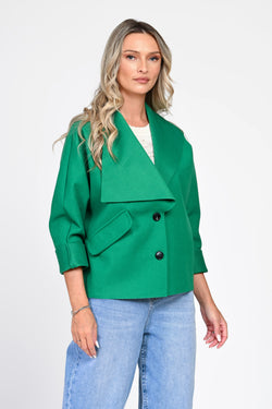 Jachetă damă verde cu guler amplu Delia Natalee Fashion