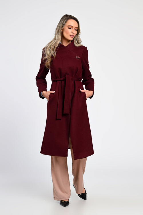 Palton damă bordo elegant Iris Eranthe