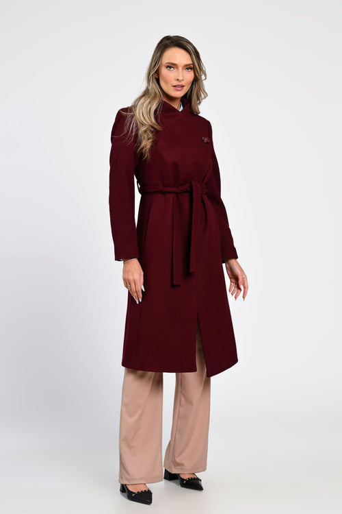 Palton damă bordo elegant Iris Eranthe
