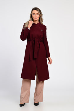 Palton damă bordo elegant Iris Eranthe