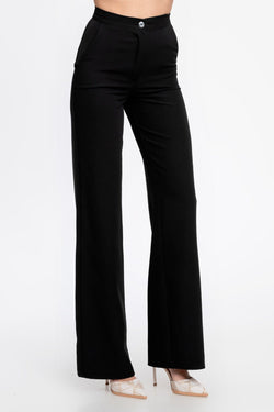 Natalee Fashion Pantaloni Pantalon casul drept si larg negru Betsy