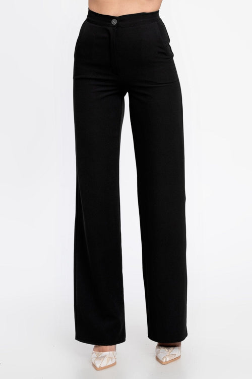 Natalee Fashion Pantaloni Pantalon casul drept si larg negru Betsy