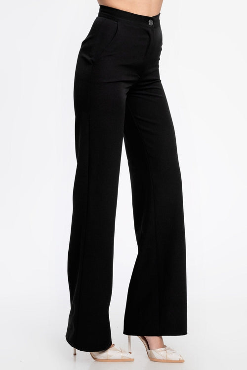 Natalee Fashion Pantaloni Pantalon casul drept si larg negru Betsy