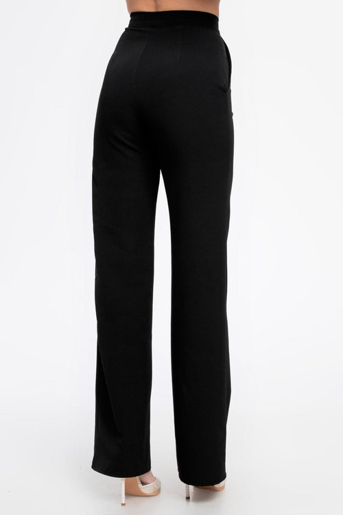 Natalee Fashion Pantaloni Pantalon casul drept si larg negru Betsy