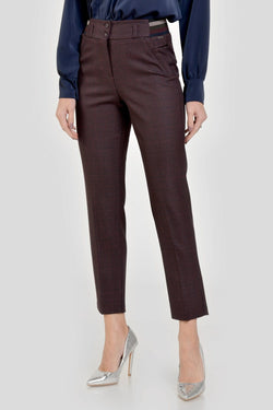 Natalee Fashion Pantaloni Pantalon conic bordeaux in carouri  Aziza