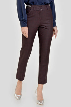 Natalee Fashion Pantaloni Pantalon conic bordeaux in carouri  Aziza