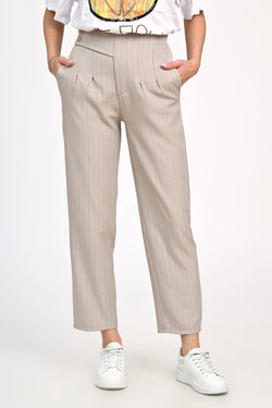 Pantaloni crem Ingrid Natalee Fashion