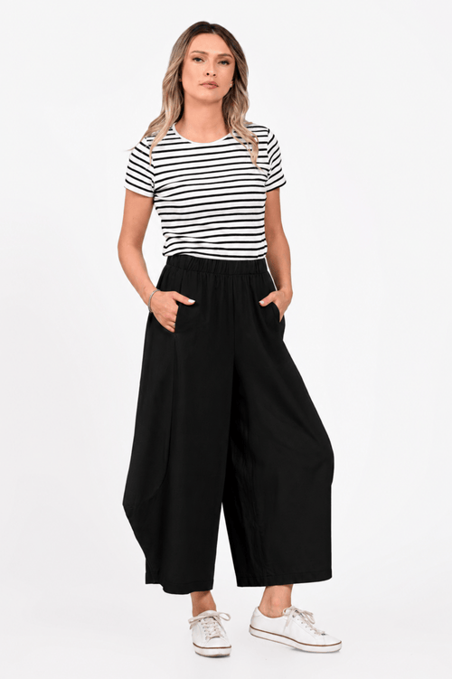 pantaloni Eranthe cocoon din in negri Eranthe