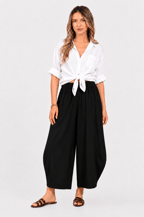 pantaloni Eranthe cocoon din in negri Eranthe