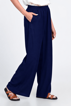 Pantaloni Eranthe din in bleumarin Eranthe