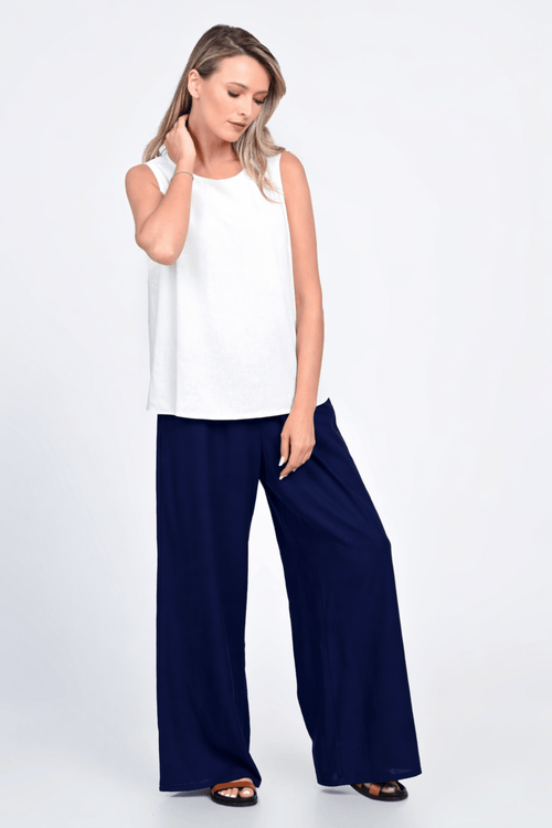 Pantaloni Eranthe din in bleumarin Eranthe