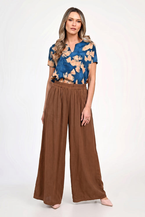 Pantaloni palazzo damă cu talie elastică Mara M / maro Natalee