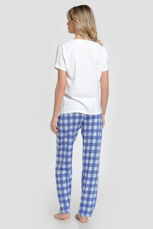 Natalee Fashion Pijamale Dama Pijama dama bleu cadrilat Corina