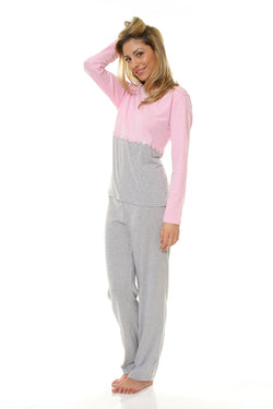 Natalee Fashion Pijamale Dama Pijama  dama bumbac gri-roz Natalee