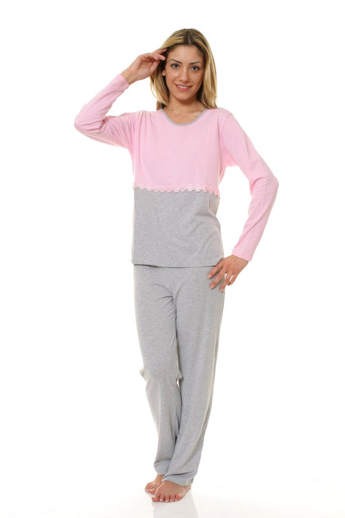 Natalee Fashion Pijamale Dama Pijama  dama bumbac gri-roz Natalee