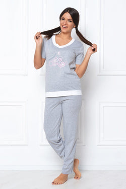 Natalee Fashion Pijamale Dama Pijama dama gri floricele