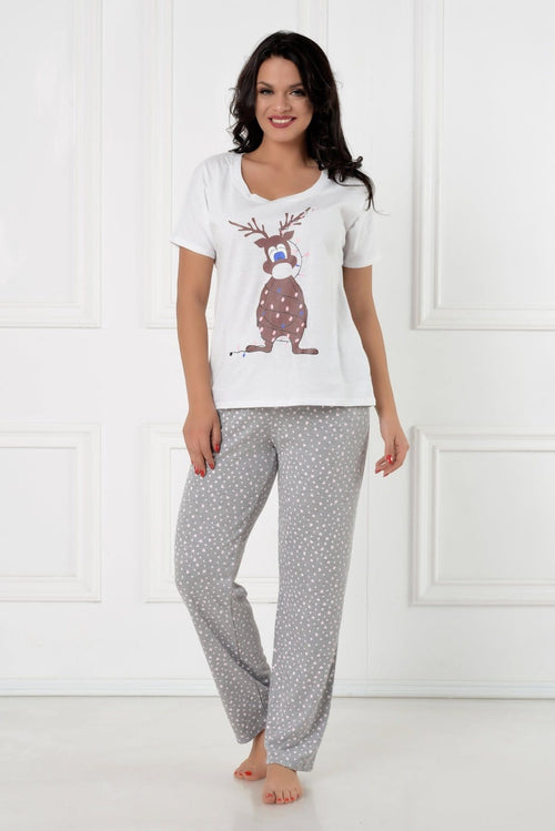 Natalee Fashion Pijamale Dama Pijama Dama Ren si Pantalon gri