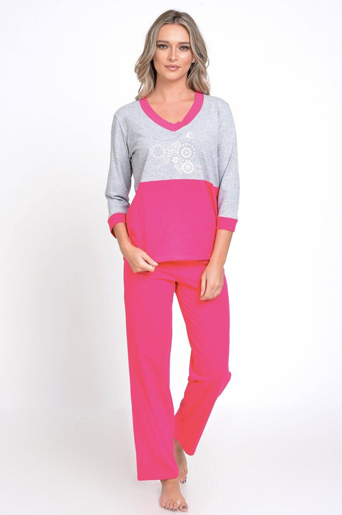 Natalee Fashion Pijamale Dama Pijama dama roz & gri fluture Livia