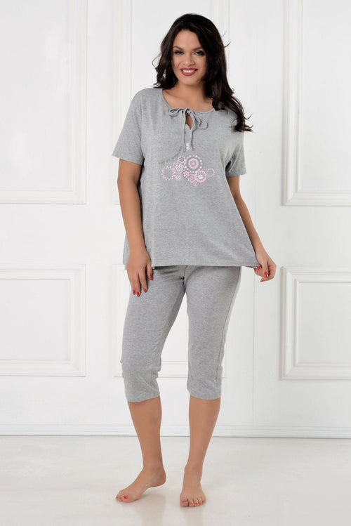 Natalee Fashion Pijamale Dama Pijama gri fluturas 3/4 Natalee