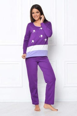 Natalee Fashion Pijamale Dama Pijama mov cu margarete