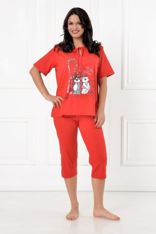 Natalee Fashion Pijamale Dama Pijama ursulet rosu Natalee