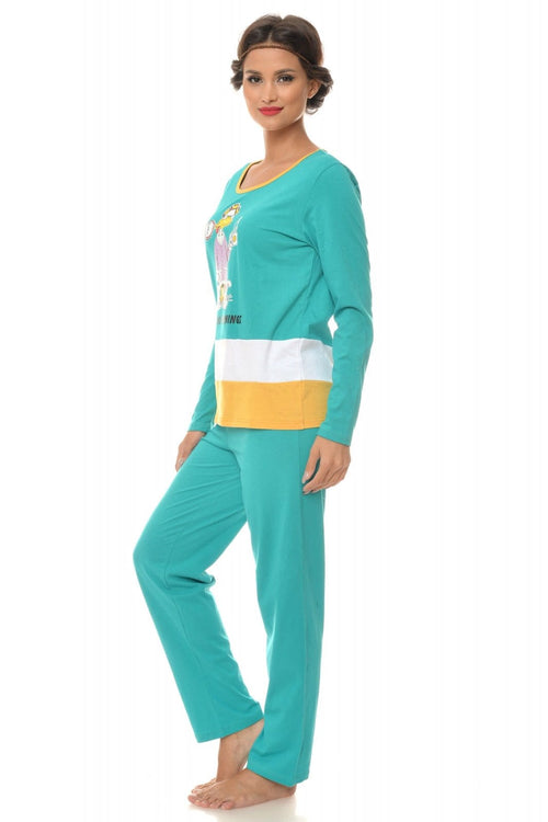 Natalee Fashion Pijamale Dama Pijama verde Donald