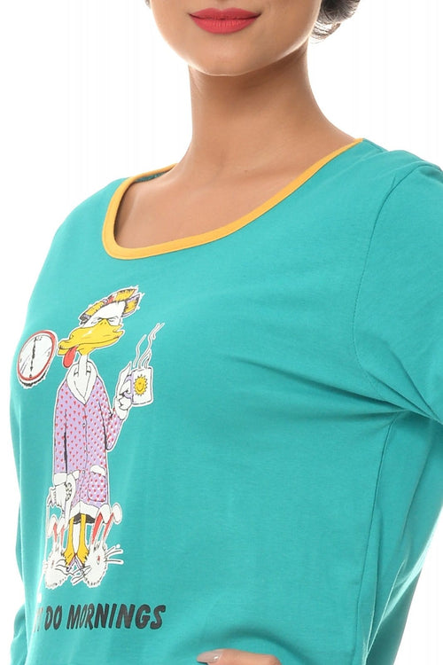 Natalee Fashion Pijamale Dama Pijama verde Donald