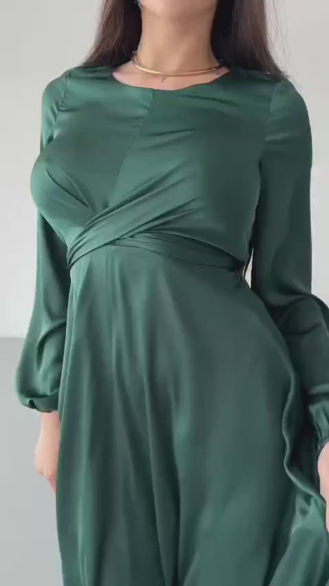 Rochie verde eleganta Malvina