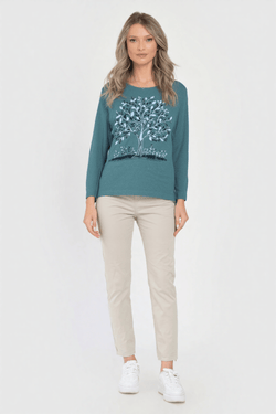 Pulover damă albastru-petrol Adela Natalee