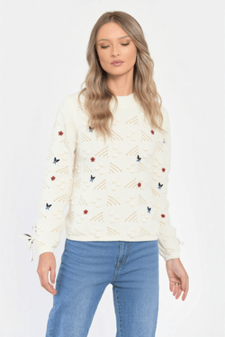 Pulover dama crem Sabina Natalee