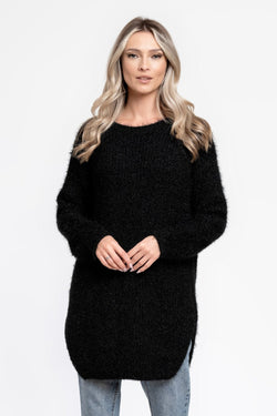 Natalee Fashion Bluză Pulover lung negru Miriam