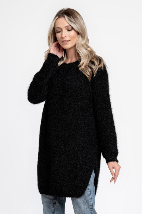 Natalee Fashion Bluză Pulover lung negru Miriam