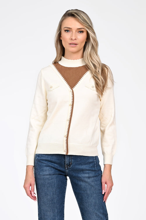 Puloverul dama crem Ilinca Natalee Fashion