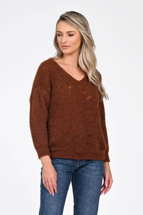 Puloverul damă maro Eveline Natalee Fashion