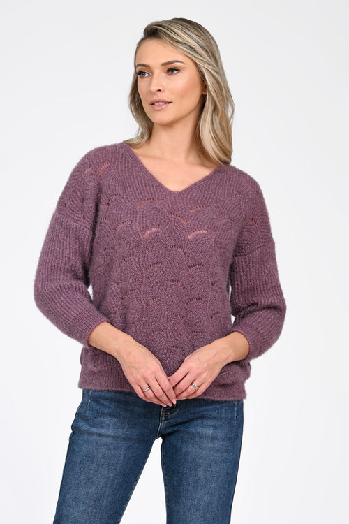 Puloverul dama mov lavanda Samira Natalee Fashion