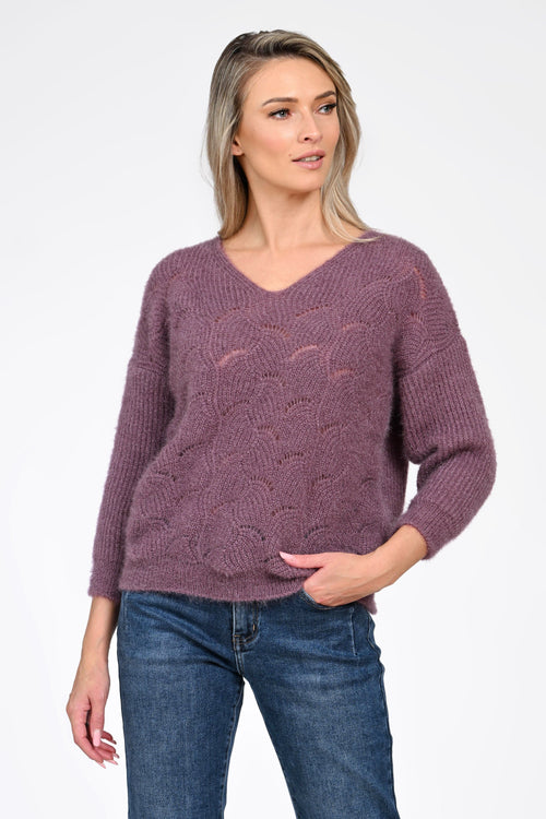 Puloverul dama mov lavanda Samira Natalee Fashion