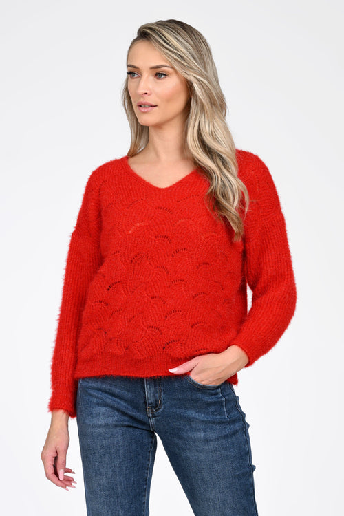 Puloverul dama rosu Karina Natalee Fashion